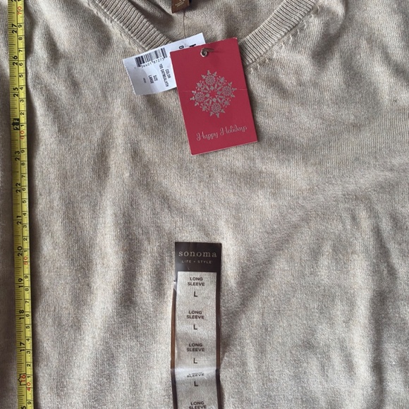 NWT Men’s Large Sonoma Sweater Tan Knit V-Neck - Picture 5 of 5